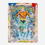 Thierry Guetta, Aquaman (unique), 2018, screenprint in colors with mixed media