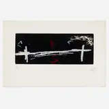 Antoni Tàpies, Double Croix, 1976, aquatint in colors on Auvergne