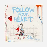 Thierry Guetta, Follow Your Heart (Blue) (unique), 2022, screenprint in colors with mixed media
