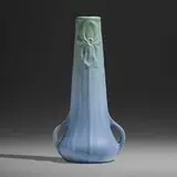 Early vase with irises, 1903 by Artus Van Briggle for Van Briggle Pottery, sold Dec 2022