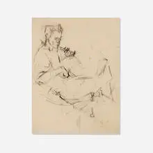 Figure Study by Mercedes Matter, charcoal on paper, sold Dec 2022
