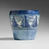 Rare and Early vase with sailboats by Desiree Roman for Newcomb College Pottery, sold Dec 2022