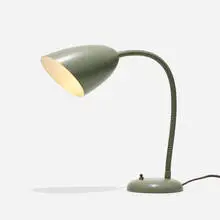 Kurt Versen, Table lamp, c. 1955, enameled steel, enameled aluminum, brass