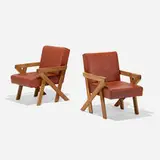 Ali Tayar, Chairs from Pop Pub, New York, pair, 2011, oak, leather