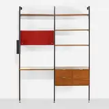 CSS (Comprehensive Storage System) by George Nelson & Associates, 1959, enameled steel, aluminum, walnut, laminate, lacquered wood, sold Sep 2021