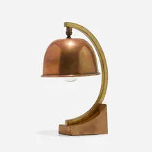 Table lamp by attribution Donald Deskey, c. 1930, copper, brass, sold Sep 2021