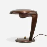 Jean Otis Reinecke, Eye Saver table lamp, c. 1946, copper-plated brass, brass