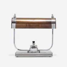 Markel, Table lamp, c. 1935, chrome-plated brass, patinated steel, Bakelite