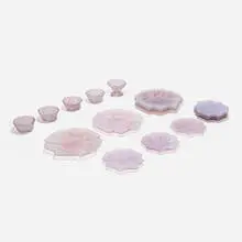 Ruba Rombic dinnerware by Reuben Haley, 1931, mold-blown glass, sold Sep 2021