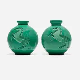 André Delatte, Vases, pair, c. 1930, etched glass