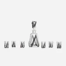 Decanter set by Karel Palda, c. 1970, glass with applied details, sold Sep 2021