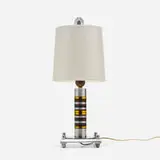 Machine Age, Table lamp, c. 1935, aluminum, composite, resin, enamel, paper shade