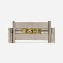 Lawson Time Inc., Table clock, model 206, 1934, aluminum, Bakelite, acrylic