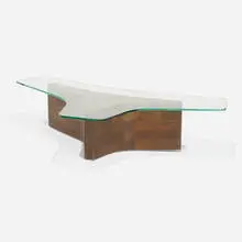 Harvey Probber, Free Shaped cocktail table, c. 1950, walnut, glass