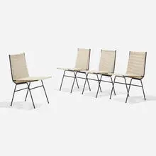 Allan Gould, Dining chairs, set of four, c. 1952, enameled steel, cotton cord