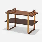 attribution Gilbert Rohde, Occasional table, c. 1935, copper-plated steel, mahogany