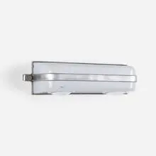 Light fixture from the 20th Century Limited Passenger Train by Henry Dreyfuss, 1938, aluminum, cast and painted glass, matte chrome-plated steel, sold Sep 2021