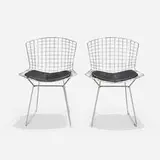 Harry Bertoia, Dining chairs, pair, 1952, chrome-plated steel, vinyl