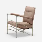 Chair, model 1014 AUR by Warren McArthur, c. 1935, aluminum, upholstery, sold Sep 2021