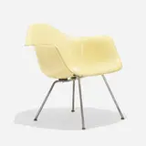 LAX by Charles and Ray Eames, 1950, molded fiberglass with rope edge, zinc-plated steel, rubber, sold Sep 2021