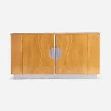 Cabinet by Walter Dorwin Teague, c. 1935, paldao, chrome-plated steel, aluminum, sold Sep 2021