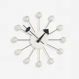 Ball wall clock, model 4755 by George Nelson & Associates, 1949, lacquered wood, enameled brass, enameled steel, enameled aluminum, sold Sep 2021