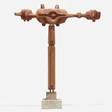 John Risley, Untitled, c. 1955, carved pine, concrete, brass