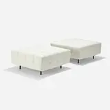 Harvey Probber, Ottomans, pair, c. 1965, upholstery, enameled steel