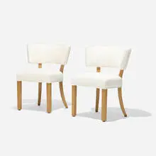 Chairs, pair by Edward Wormley, c. 1955, upholstery, mahogany, sold Sep 2021