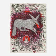 Untitled (Dogs) by Roy De Forest, 1981, lithograph in colors, sold Aug 2021