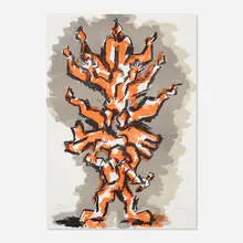 Tree of Life by Jacques Lipchitz, 1972, lithograph in colors on Magnani paper, sold Aug 2021