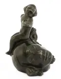 Just Andersen, Just Andersen (Danish, 1884, an Art Deco bronze modelled as a boy with a fish
