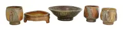 Micki Schloessingk, Micki Schloessingk (b.1949), three salt-glazed stoneware yunomi