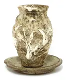 Aki Moriuchi, Aki Moriuchi (Japanese, 1947, b.1947) a stoneware vase and plate