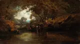 Jules Louis Tavernier, On Eel river, Oregon, oil on canvas