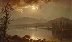 William Lewis Marple, Distant Camp Fire, oil on canvas