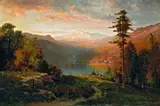 Thomas Hill, Indian by a lake in a majestic California landscape