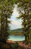 Grafton Tyler Brown, Across the ferry, Columbia River, Kalama, Washington, oil on canvas board