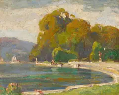 Upper Basin, Versailles by Dana Bartlett, oil on board, sold Apr 2010