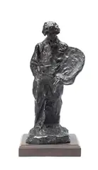 Leo Lentelli, Portrait of Xavier Martinez holding palette and brushes, bronze