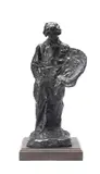 Leo Lentelli, Portrait of Xavier Martinez holding palette and brushes, bronze