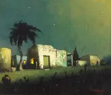 Will Sparks, A border village at night, oil on canvas