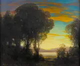 Henry Joseph Breuer, Sunset beyond a lake