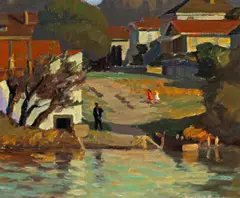 Burton Shepard Boundey, Bank of the lake, oil on canvas