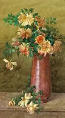 Albert Robert Valentien, A vase of roses, watercolor on paper