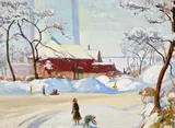 Robert B. Harshe, Chicago Park in winter, oil on masonite