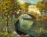 Ossip L. Linde, Canal scene, oil on canvas