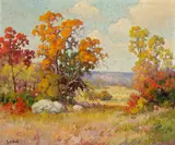 Autumn Landscape, Texas by Robert Wood, oil on canvas, offered Apr 2010