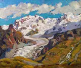 Paul Dougherty, Sunlit peaks, c. 1916, oil on panel
