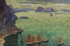 Rockbound coast by Jonas Lie, oil on canvas, offered Apr 2010